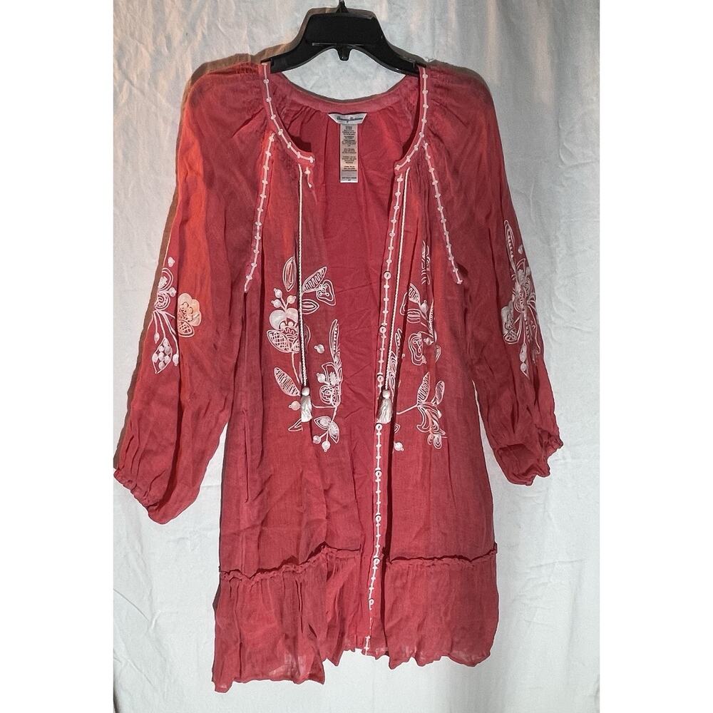 Tommy Bahama Linen Gauze Tunic Swim Cover Up Dress Size S Women Beach Pockets